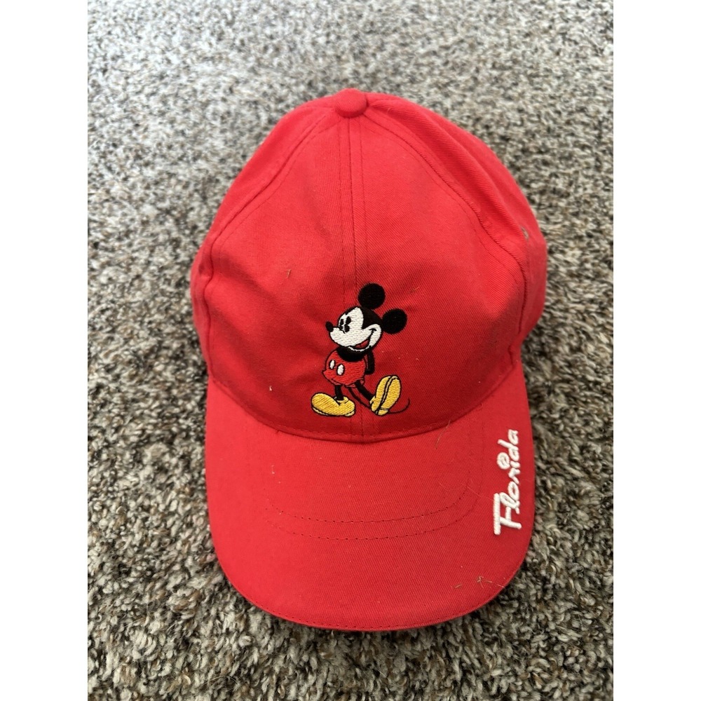 Mickey Mouse Logo Florida  Baseball Hat‎ Red Walt Disney By Jerry Leigh OSFM
